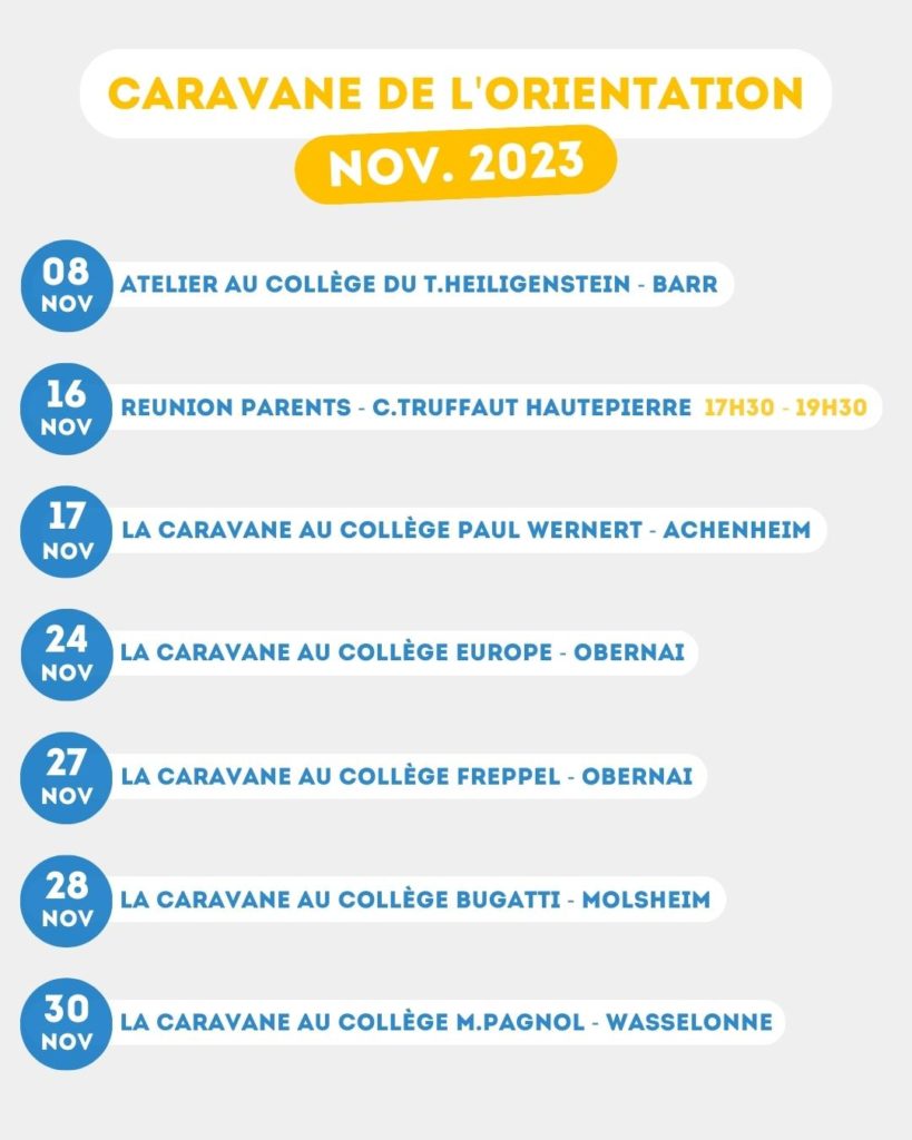 Le programme de La Caravane de l'Orientation - Novembre 2023 🚙