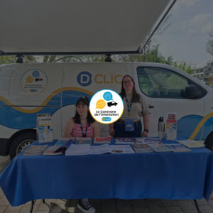 Caravane de l’Orientation – Stand d’information lors de la Dictée au CSC Au-Delà des Ponts – Port du Rhin