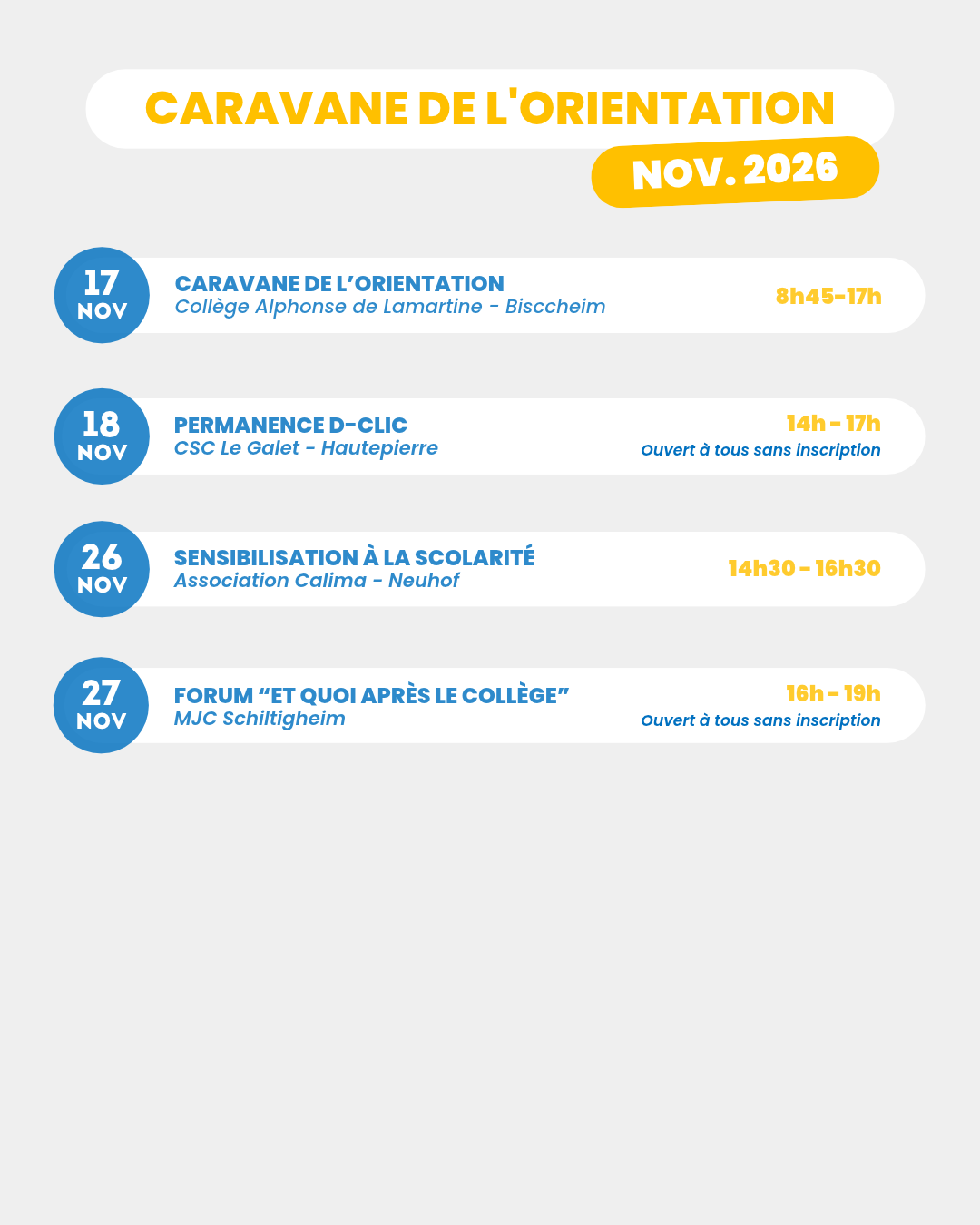 Programme de la Caravane de l’Orientation - Novembre 2026